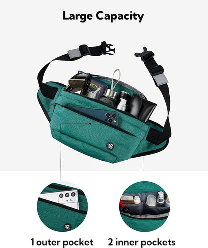 WATERFLY Running Belt Fanny Pack: Runner Marathon Jogging Waist Pack Sport Workout Exercise Fitness Phone Holder Belt for Men Women Jogger Slim Waistband Black