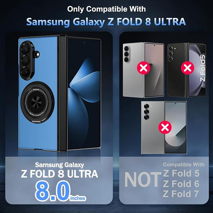 Hekodonk for Galaxy Z Fold 8 Ultra Case with 360 Rotatable Stand,[Compatible with MagSafe][Front Screen Protector],Magnetic Ring Holder with Hinge Protective Case for Samsung Z Fold 8 Ultra,Blue