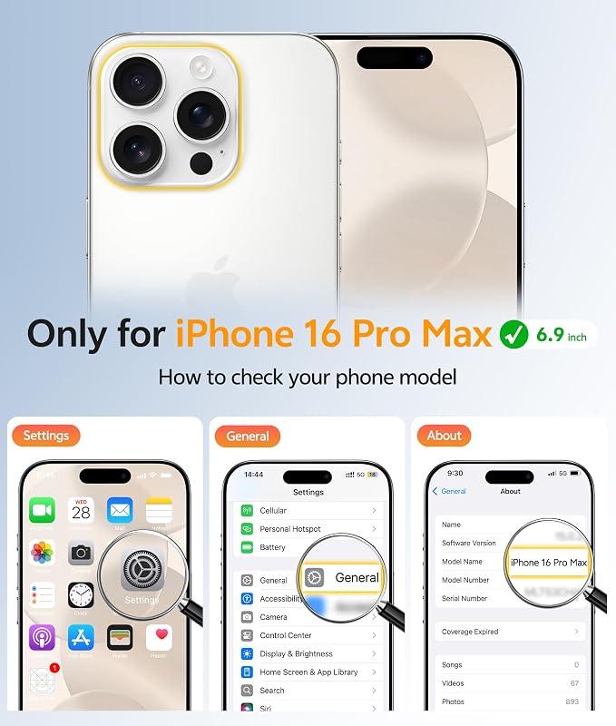 FNTCASE for iPhone 16 Pro Max Case, Fit for Magsafe, Glass Screen Protector | Full Camera Protection, Translucent Matte, 14FT Military Grade Drop Proof, Shockproof Protective Phone Cover, Off White