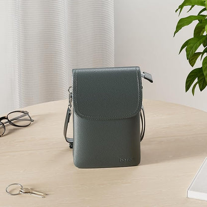 befen Genuine Leather Small Crossbody Bags for Women Cell Phone Bag Cross Body Purses,Silver Zipper