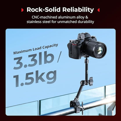 SmallRig Magic Arm Clamp w/ 1/4" Screw, Phone Mount for Magsafe & Magnetic Adapter Ring, 11 Inches Integrated Magic Arm for iPhone, for Android, for Action Cameras/LCD Monitor/LED Lights - 5604