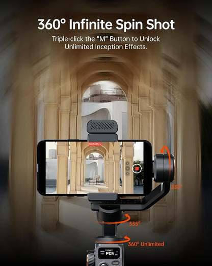 Hohem iSteady M6 Kit Smartphone Gimbal Stabilizer, Magnetic AI Tracking Sensor Fill Light, OLED Display, 3-Axis Phone Gimbal for iPhone Android, Phone Stabilizer for Video Recording, YouTube TikTok