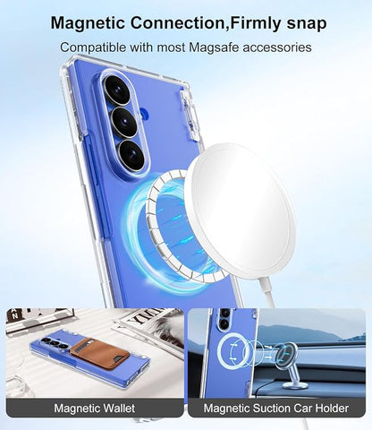 Btscase for Samsung Galaxy Z Fold 7 Case,Built in Front Screen Protector,Gold Glitter Marble Pattern Hard PC Slim Shockproof Full Body Drop Protective Case for Galaxy Z Fold 7 5G, Clear