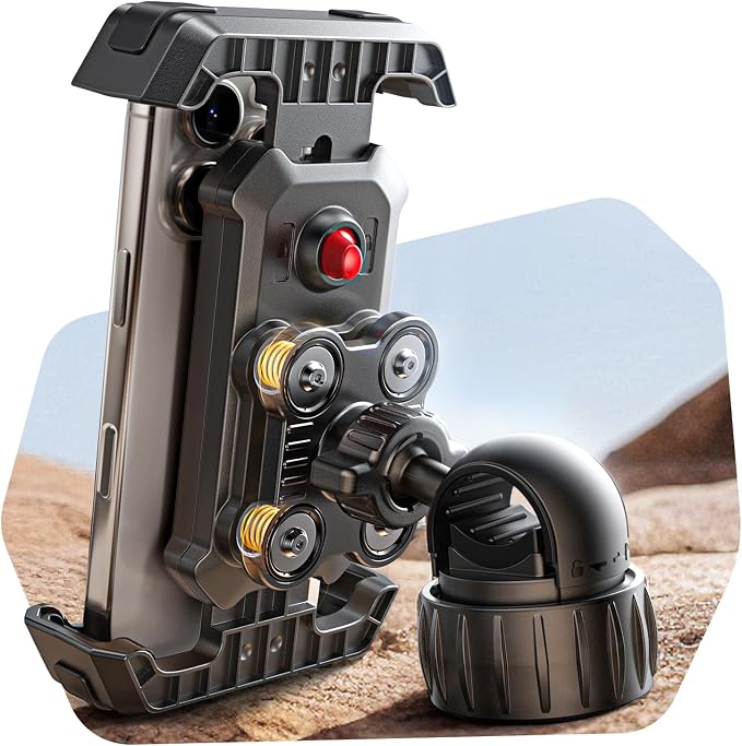 LISEN 2026 Bike Phone Holder, [Anti-Vibration] Motorcycle Phone Mount, Bicycle Phone Holder, Handlebar Phone Mount Scooter Ebike Accessories Bicycle Accessories for iPhone Samsung Google Pixel, Black