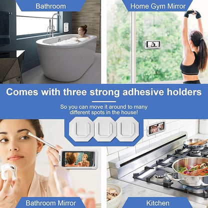 URROY Shower Phone Holder Waterproof, 360° Rotation Shower Phone Case, Anti-Fog High Sensitivity Universal Cover Mount Stand for Bathroom Wall Mirror Bathtub Kitchen, Gift for Men Women