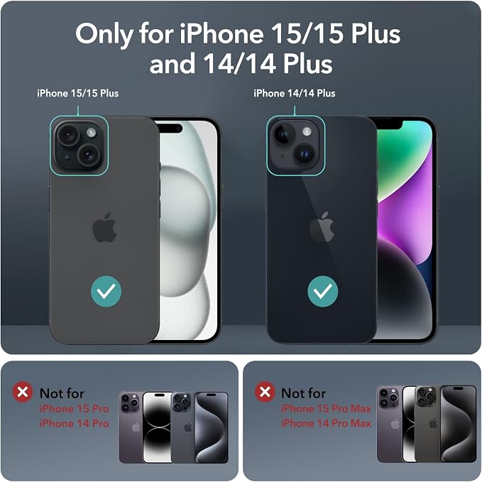 ESR 2 Pack Camera Lens Protector for iPhone 15/15 Plus/14/14 Plus, Ultra-tough HD Individual Lens Protectors, Scratch Resistant, Ultra-thin Tempered Glass, Armorite Series, Chromatic