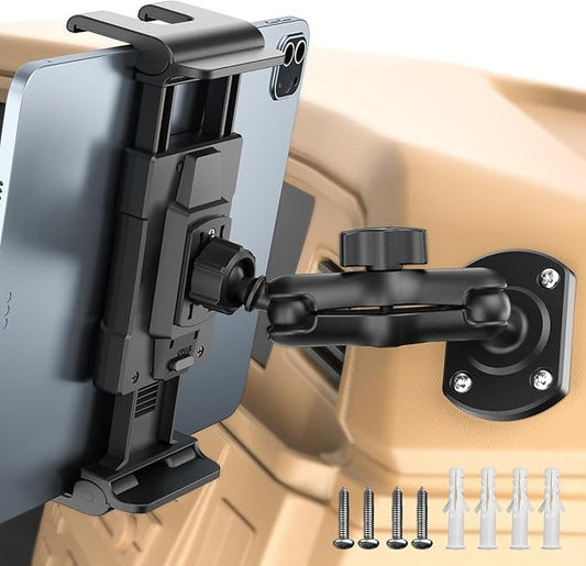 OHLPRO Tablet Holder for Car & Truck Dashboard Heavy Duty iPad Mount with Drill Base 360° Rotating Arm, Compatible with 5"-13" Tablets & Phones, Kindle, Ideal for Commercial Vehicles, Wall, Desk