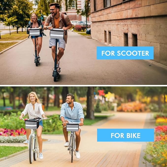Bike Handlebar Bag - Front Basket with Bike Phone Mount, Bicycle Cooler Pouch Pack for Kids Girls Boys Men Women