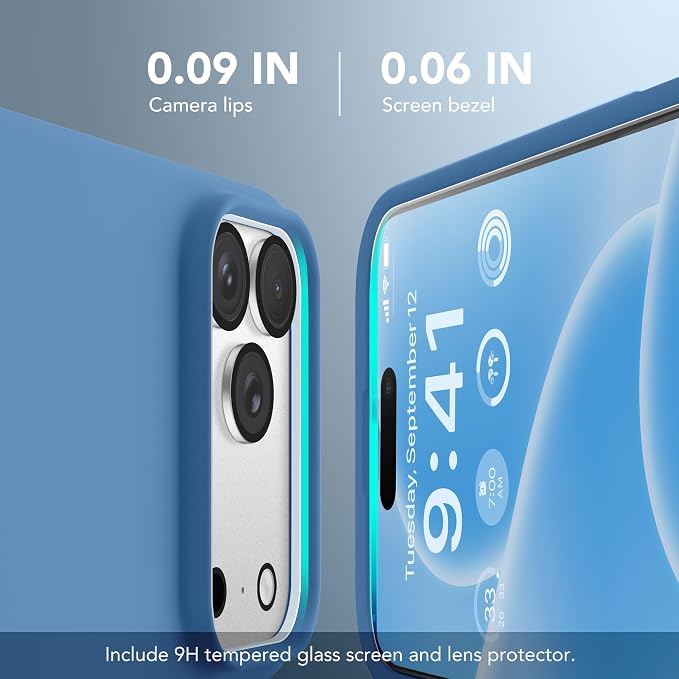 GONEZ Magnetic for iPhone 17 Pro Case, Compatible with MagSafe, [Screen Protector + Camera Lens Protector], Liquid Silicone Anti-Scratch Shockproof Protective Phone Case 6.3 inch, Lake Blue