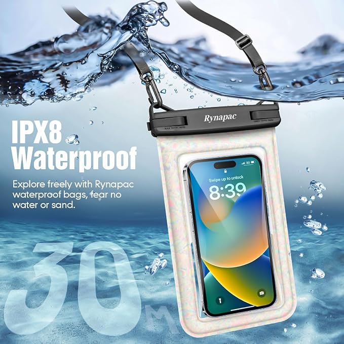 Rynapac [Floatable] Waterproof Phone Pouch 2 Pack - [Up to 8.5"] IPX8 Floating Waterproof Phone Case Dry Bags with Adjustable Lanyard for Beach Vacation Travel Cruise Ship Pool Kayak Essentials