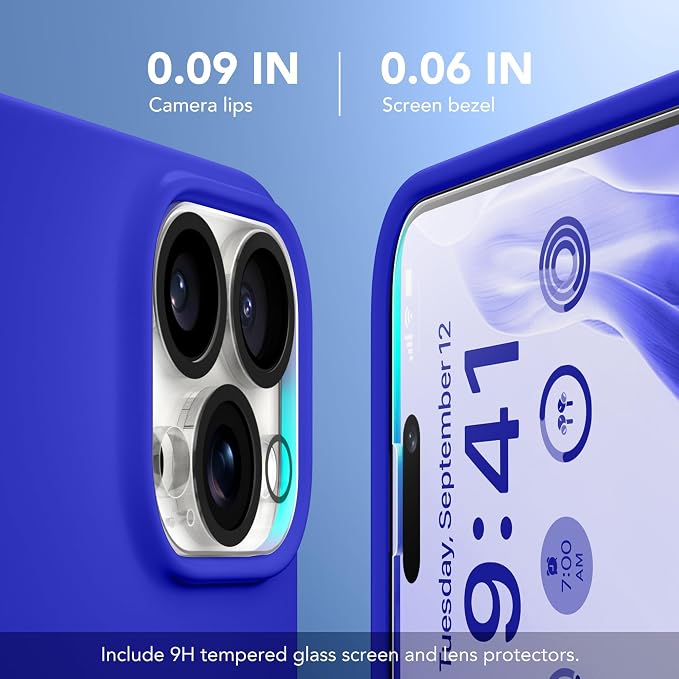 GONEZ for iPhone 15 Pro Max Case Silicone, Compatible with Magsafe, Camera Protector + Screen Protector, Soft Anti-Scratch Microfiber Lining, Liquid Silicone Shockproof Phone Cover, Cobalt Blue