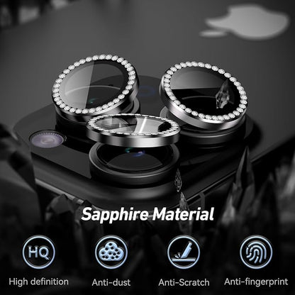 Jeluse Camera Lens Protector for iPhone 17 Pro Max/17 Pro/16 Pro Max/16 Pro/15 Pro Max/15 Pro/14 Pro Max/14 Pro, 9H Tempered Glass Screen Protector Cover Alignment Kit Metal Individual Ring