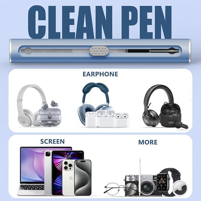Inesore Cleaner Kit for Airpods Pro 3 2 1 Series,Multi-Function Cleaning Pen Tool for Earbuds Headphone iPhone Camera Electronic Devices,with Soft Brush Flocking Sponge -Deep Blue