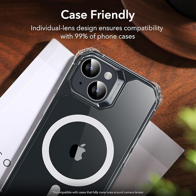 ESR 2 Pack Camera Lens Protector for iPhone 15/15 Plus/14/14 Plus, Ultra-tough HD Individual Lens Protectors, Scratch Resistant, Ultra-thin Tempered Glass, Armorite Series, Clear