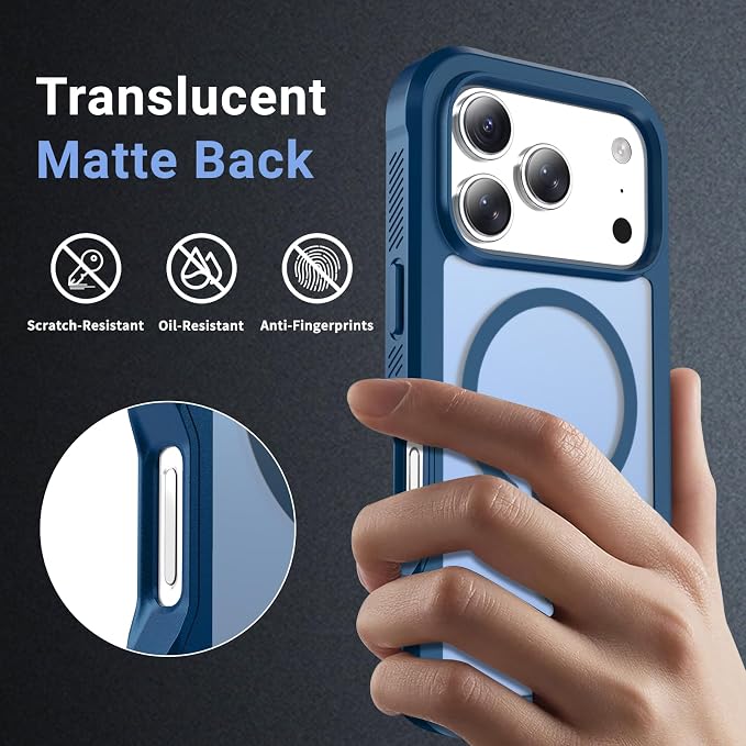 jaroco Magnetic for iPhone 17 Pro Case, [Compatible with MagSafe][Military Grade Drop Protection][Heavy Duty Protection][Non-Slip][Shockproof] 2-Layer Durable Bumper Phone Casee 6.3''-Deep Blue
