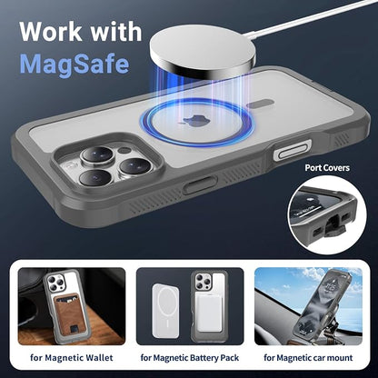 jaroco Magnetic for iPhone 16 Pro Max Case, [Compatible with MagSafe][Military Grade Drop Protection][Heavy Duty Protection][Non-Slip][Shockproof] 2-Layer Durable Bumper Phone Case 6.9''-Gray