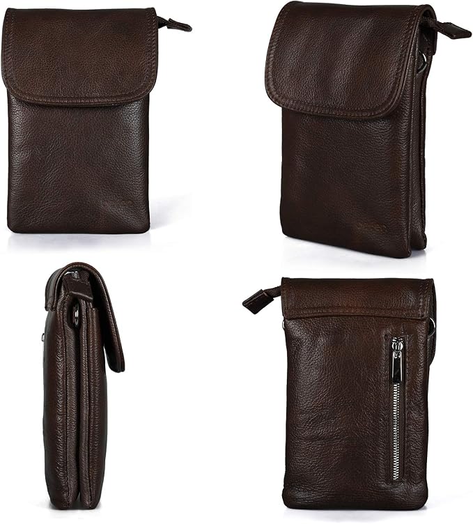 befen Genuine Leather Small Crossbody Bags for Women Cell Phone Bag Cross Body Purses,Silver Zipper