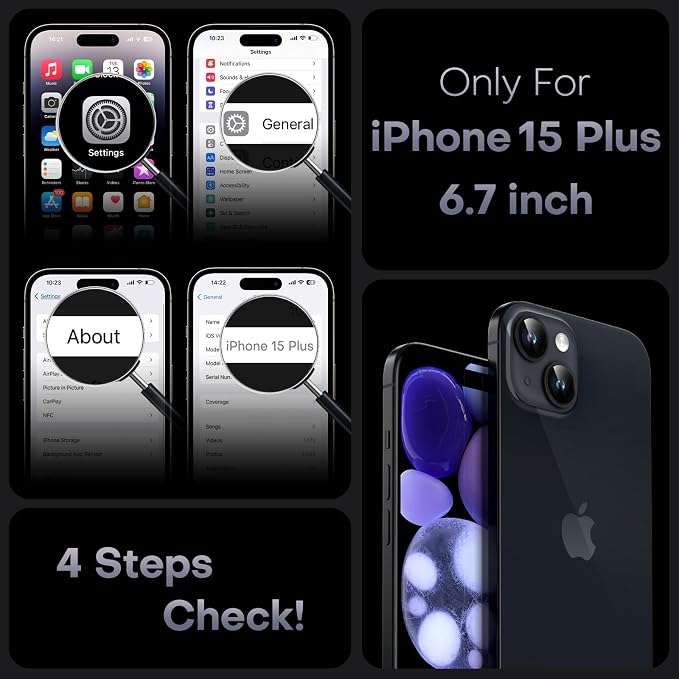 TOCOL for iPhone 15 Plus Case, Upgraded Full Camera Protection, Drop Protection, Compatible with Magsafe,Translucent Magnetic Matte Phone Case for iPhone 15 Plus 6.7 inch (Matte Black)