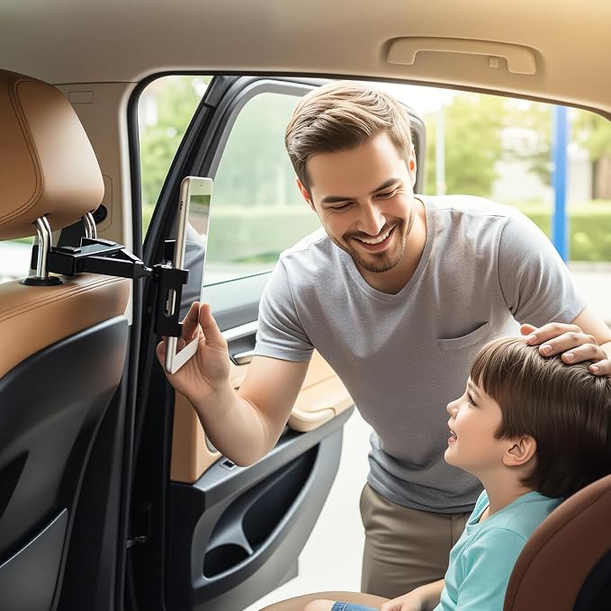 Car Tablet Headrest Holder -[3 in 1 Extension Arm] Adjustable Tablet Car Mount for Back Seat, Car Back Seat Headrest Mount Stand for Kids for iPad Pro Air Mini Galaxy Fire 4.7-12.9" Devices