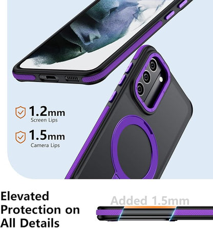for Samsung Galaxy S21 Plus Case, Magnetic Adjustable Ring Stand [Fit for Magsafe], [Military-Grade Shockproof Protection] Phone Case with Kickstand&Ring Holder (Purple)