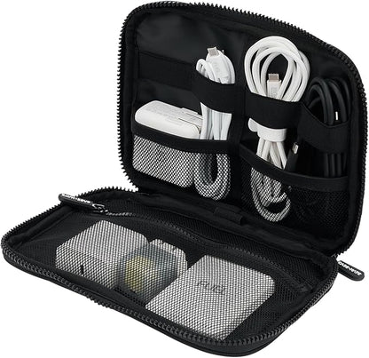Case-Mate Electronic Organizer Travel Case - Portable Tech Travel Pouch w/Multiple Storage Mesh Pockets for Cable, Cord, Charger, Power Bank, Airpods - Airplane Essentials Bag - Black