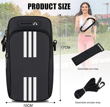 Phone Holder for Running Armband Cell Phone Purse Crossbody for Women Men Kids,iPhone 17 16 15 14 13 12 11 Pro Max Xs 16e Xr X 8 7 Plus Mini Pouch,Galaxy S26 S25 S24 Ultra Note Arm Bag Black