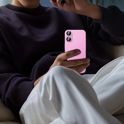 Camera Lens Protector for iPhone 16 / iPhone 16 Plus Camera Lens Protector [Strong Adsorption] [Not Easy to Break] Metal Tempered Glass Rear Camera Screen Cover - Pink