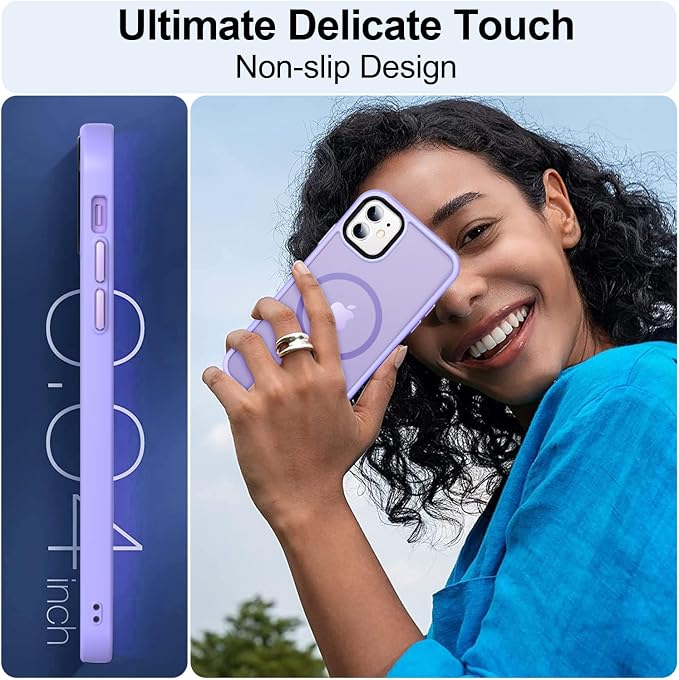 MOCCA Strong Magnetic for iPhone 12 Case/iPhone 12 Pro Case, [Compatible with Magsafe][Mil-Grade Drop Protection] Slim Shockproof Translucent Protective Phone Case for iPhone 12/12 Pro, Light Purple