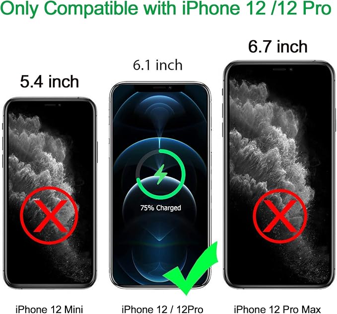 Battery Case for iPhone 12/12 Pro, Upgraded 10000mAh Battery Pack Rechargeable Charger Case with Wireless Charging Compatible for iPhone 12/12 Pro (6.1 inch) External Battery Charging Cover(Black)