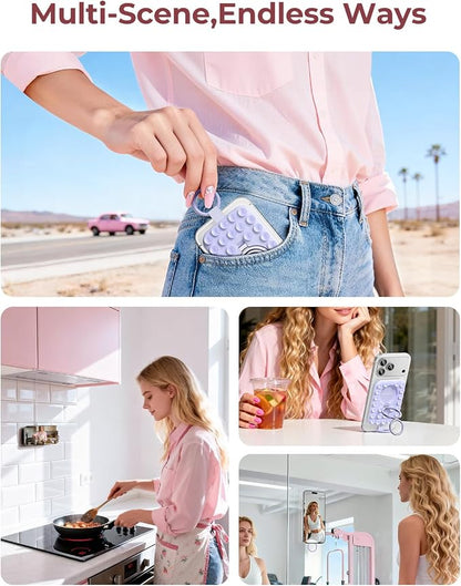 Syncwire Magnetic Suction Phone Mount for MagSafe, Silicone Octo Cup Buddy Sticky Grip Ring Holder, Hands-Free/Selfie/Video for TikTok & Instagram Influencer/Creator, iPhone Compatible,Lilac Purple