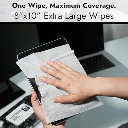 Air Jungles Electronic Wipes Screen Cleaning 70 Count (Pack of 2), No Cloth Needed, Extra Large 8"x10" Tech Cleaner Wipes for LED Screen, TVs, Cars, Computer,Tablets, Phones, Laptops, VR, Monitors