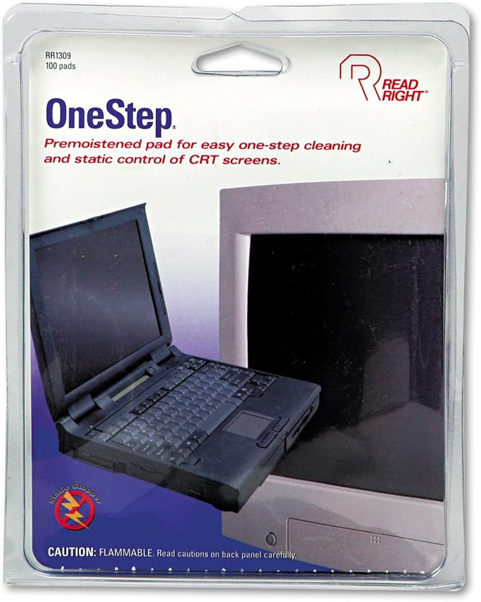 Read Right OneStep Screen Cleaner Wet Wipes, 100 Wipes per Box (RR1309)