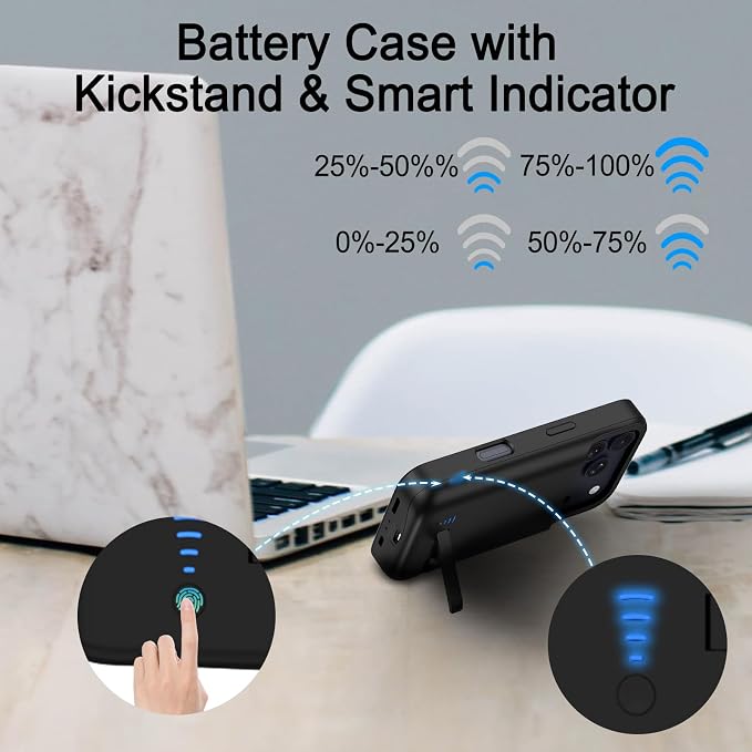 Charging Case for iPhone 17 Pro Max, Real 8500mAh Slim Rechargeable Extended Fast Charger Battery Case, Portable Protective Battery Backpack for iPhone 17 Pro Max(6.9") - Black