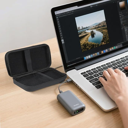 Zoyiancy Portable Cable Carrying Case, Dustproof Power Bank Protector | Sturdy Shockproof Waterproof EVA Shell, Mesh Pocket, Elastic Strap, Compact Portable Size, Fits Power Banks, Earbuds, Cables