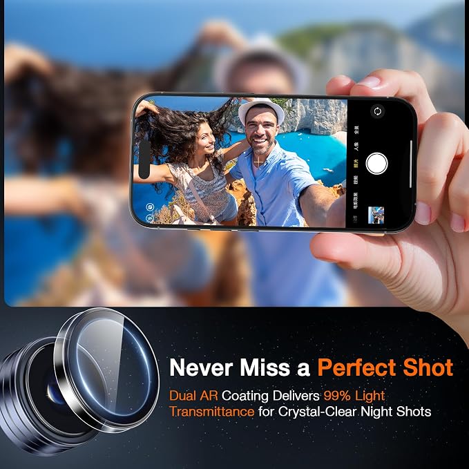 LK for iPhone 17 Pro/17 Pro Max Camera Lens Protector [Top 9H+ Military Grade Shatterproof] One-Click Installation, Ultra-Tough HD, Individual Lens Protectors Scratch-resistant, Clear