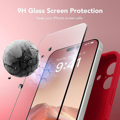 Magnetic for iPhone 16 Case, Compatible with MagSafe, [Screen Protector + Full Camera Protection], Silicone Shockproof Anti-Scratch Protective Phone Case for iPhone 16 6.1", Deep Red