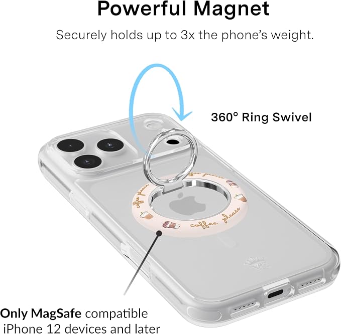 VELVET CAVIAR Compatible with MagSafe Phone Grip 2.0 | Cute Magnetic Ring Holder | Finger Loop Kickstand | Pop On Accessory for iPhone 17, 16, 15, 14, 13, 12 | Coffee
