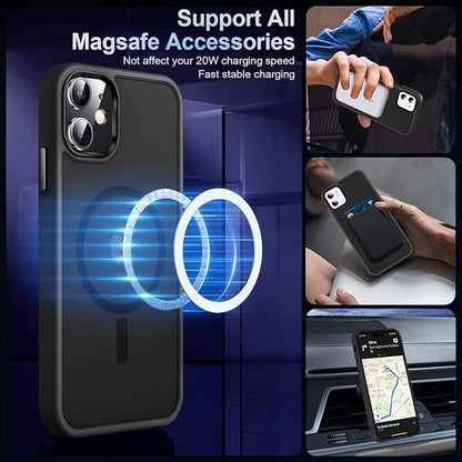 MOCCA Strong Magnetic for iPhone 12 Case/iPhone 12 Pro Case, [Compatible with Magsafe][Mil-Grade Drop Protection] Slim Shockproof Translucent Protective Phone Case for iPhone 12/12 Pro, Black