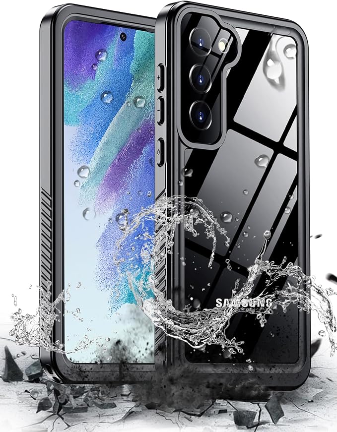 Hualele for Samsung Galaxy S21 FE Case Waterproof, Built in Lens & Screen Protector Rugged Full Body Protective Military Grade Drop Protection IP68 Underwater Cover Case for Galaxy S21 FE 5G Black