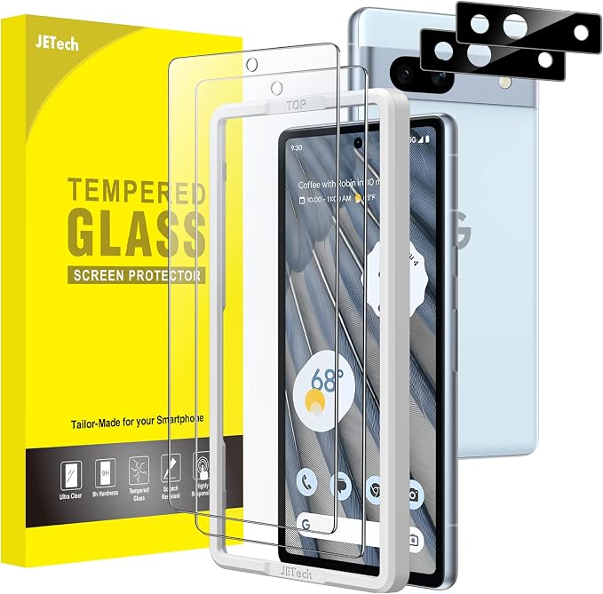 JETech Screen Protector for Google Pixel 7a, 2+2 Pack | with Camera Lens Protector, HD Clear Tempered Glass, Anti-Scratch Protection, Easy Installation Tool