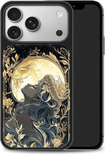Constellation Series - Capricorn Designs Magnetic for iPhone 17 pro Case, Tarot Style Model Glass Phone Cover, Compatible with Magsafe - fits iPhone 17 pro Case for Women