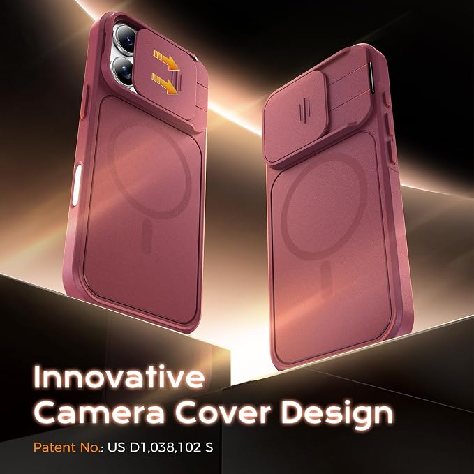 TOCOL for iPhone 16 Pro Case with Slide Camera Cover, Kickstand and Camera Control Button, Fit for MagSafe, Rugged Solid Phone Case, Non-Slip, Drop Protection, Plum