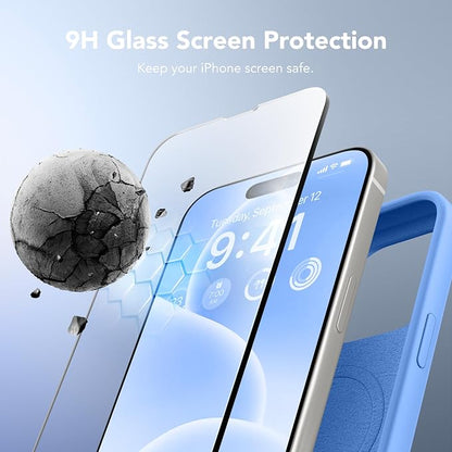 GONEZ for iPhone 15 Pro Max Case Silicone, Compatible with Magsafe, Camera Protector + Screen Protector, Soft Anti-Scratch Microfiber Lining, Liquid Silicone Shockproof Phone Cover, Sky Blue