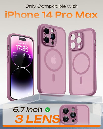 TOCOL for Phone 14 Pro Max Case, Compatible with Magsafe Charger, Full Camera Protection, Drop Protection, Translucent Matte Phone Case for iPhone 14 Pro Max 6.7 inch (Lilac Purple)