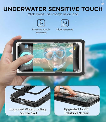WIFORT Waterproof Phone Case with Lanyard, Underwater Phone Cases for Snorkeling/Diving/Swimming/Filming, IP68 Water Proof Touchscreen Case for All Cell Phones: iPhone/Samsung/Moto/Pixel - Black