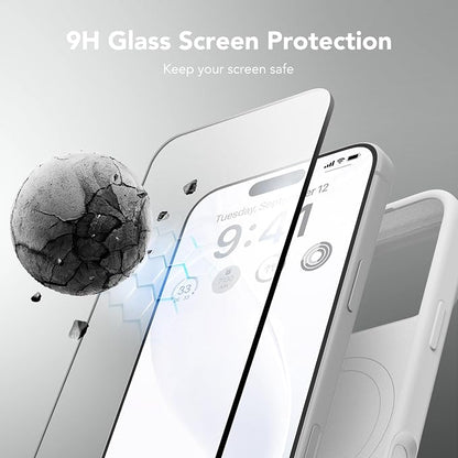 GONEZ Magnetic for iPhone 17 Pro Case, Compatible with MagSafe, [Screen Protector + Camera Lens Protector], Liquid Silicone Anti-Scratch Shockproof Protective Phone Case 6.3 inch, White