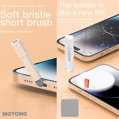 MOTONG Keyboard Screen Brush Cleaning Kit, Mutifunctional Electronic Cleaner Tools Kits for AirPods Laptop Camera Phone PC (White)
