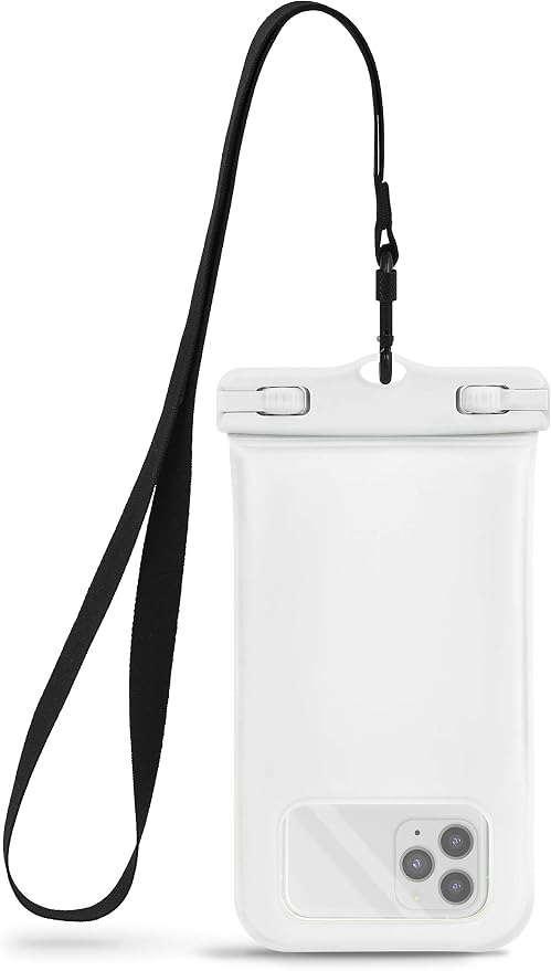 CaliCase Universal Waterproof Floating Phone Pouch - IPX8 Waterproof Floating Phone Case with Lanyard for iPhone X-15/ S20-S24/ Pixel 4-8 - White