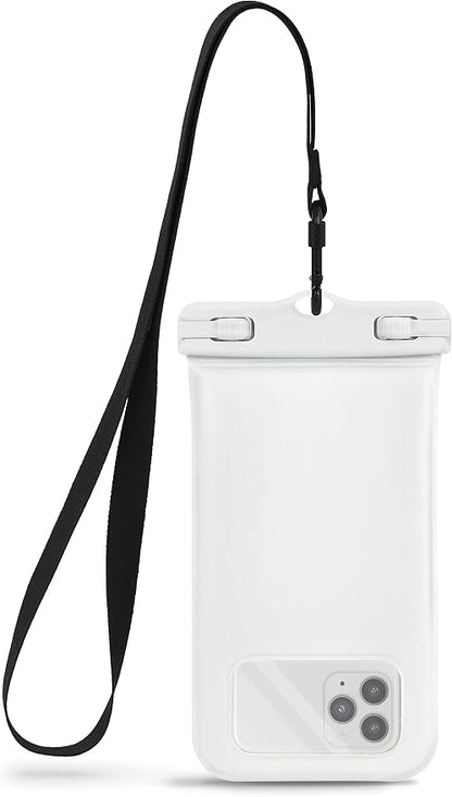 CaliCase Universal Waterproof Floating Phone Pouch - IPX8 Waterproof Floating Phone Case with Lanyard for iPhone X-15/ S20-S24/ Pixel 4-8 - White