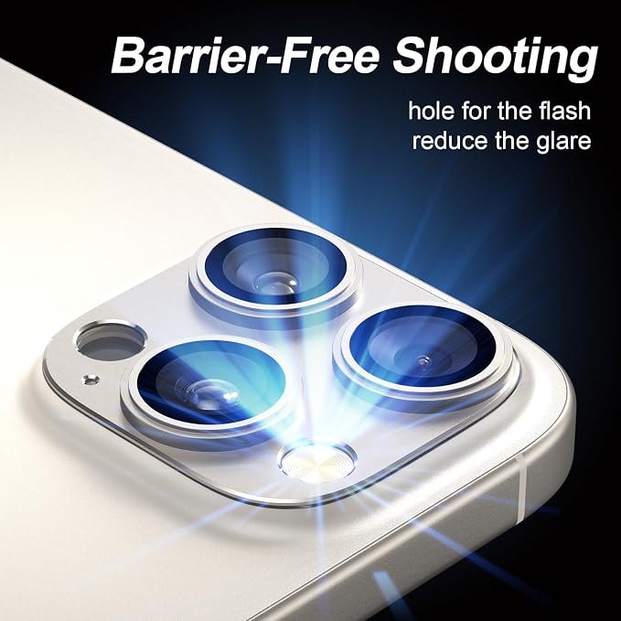 for iPhone 16 Pro/iPhone 16 Pro Max Camera Lens Protector [2 Pack], 9H Tempered Glass with Metal Alloy Frame, Anti-Scratch Camera Cover, HD Clear Photography, Titanium Natural